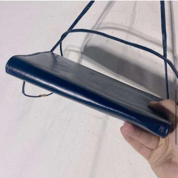 Vintage Navy Blue Cross Body Bag Shoulder Bag Clutch Purse - Picture 8 of 12